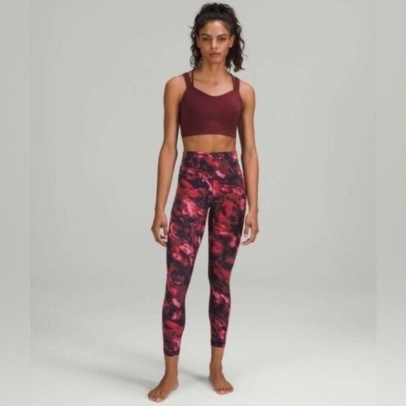 Lululemon Blossom Print Pink Red + Black Align High Rise Leggings - Picture 1 of 6